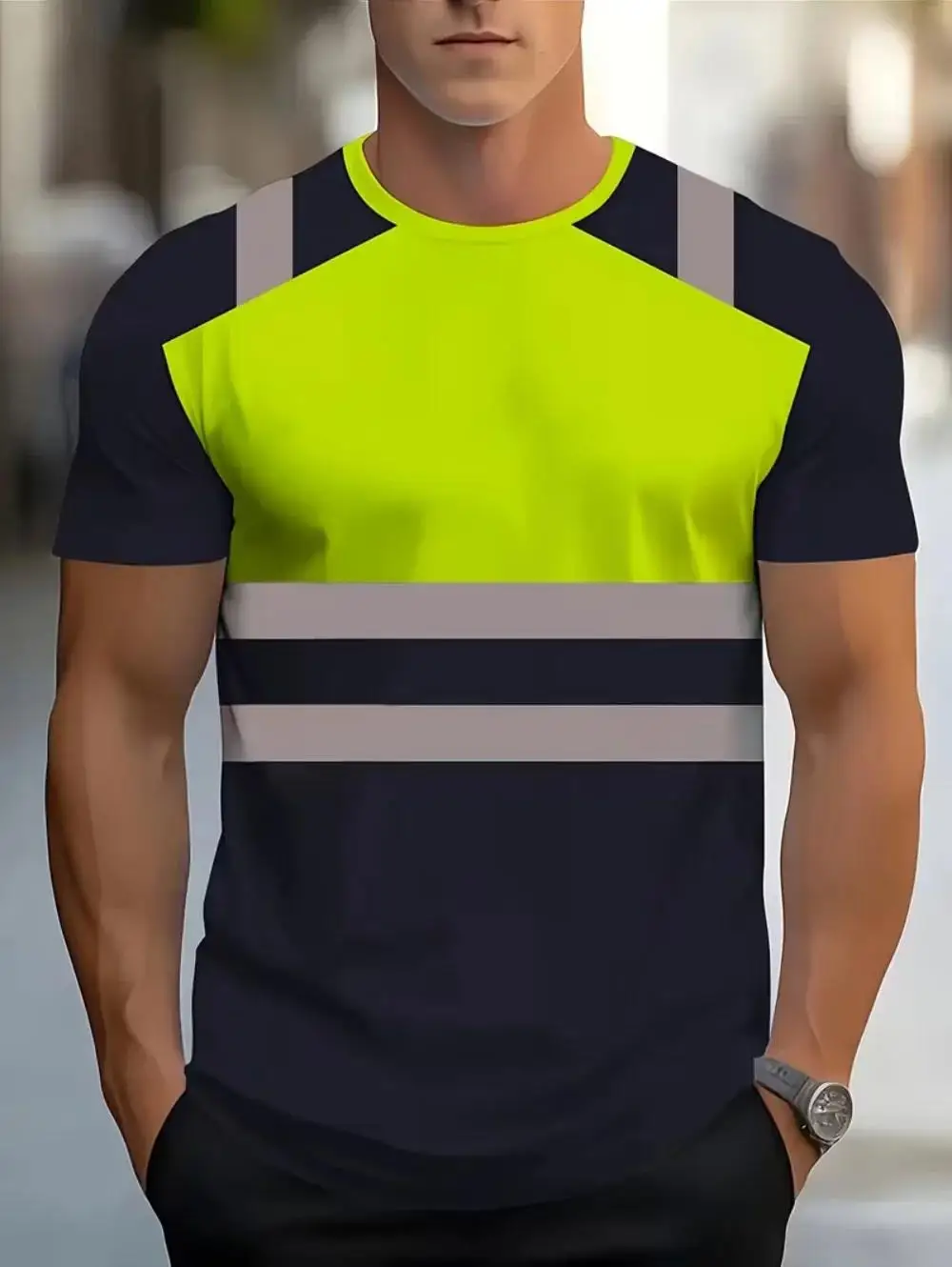 Neues Sicherheitslogo 3D-Druck Schnelltrocknend Atmungsaktives Herren-T-Shirt Outdoor Streetwear Sommer Kurzarm Tägliche Freizeitkleidung – Detail 14
