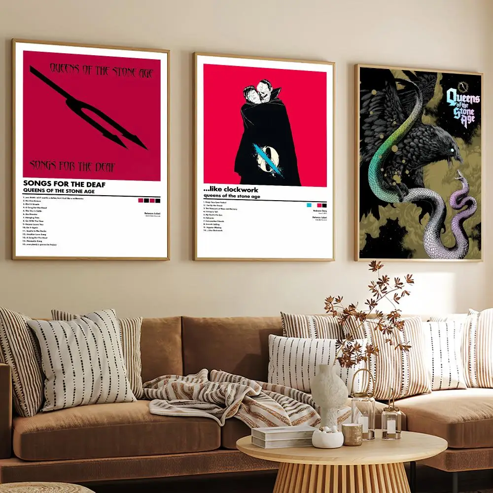Q-Queens of the Stone Age Poster Decorative Wall Art Mural Stickers Home Decor Gift for Living Room & Hallway