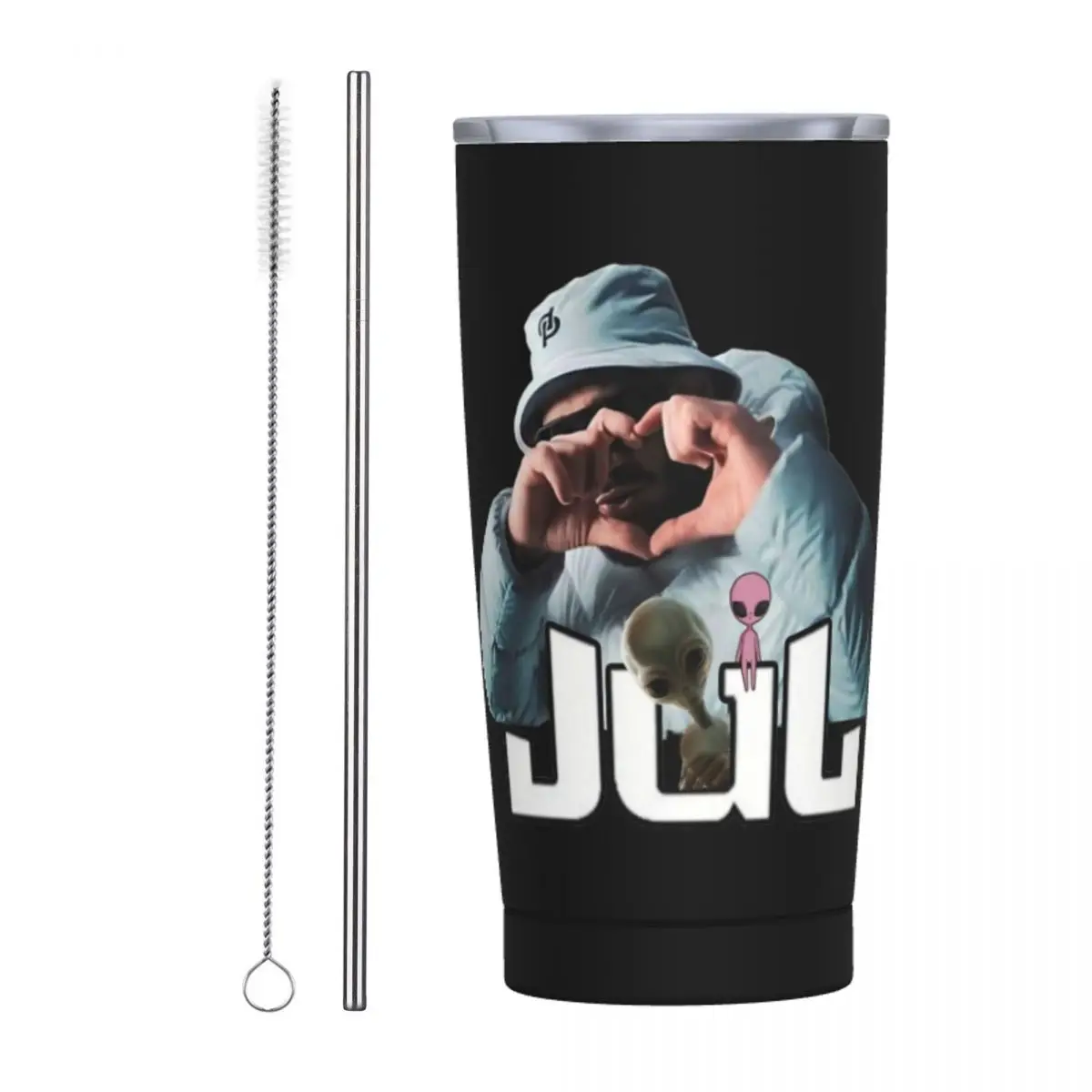 JUL Rapper Heart Insulated Tumbler with Straws Lid Hip Hop Stainless Steel Coffee Mugs Office Home Car Bottle Cups 20oz