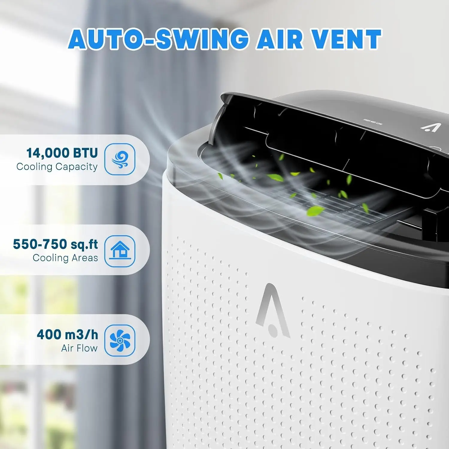 3-In-1 Portable Air Conditioner, 14000 BTU (9300 BTU SACC) AC Unit | Cooling, Dehumidifier & Fan, 3 Speeds, 24H Timer, Remote