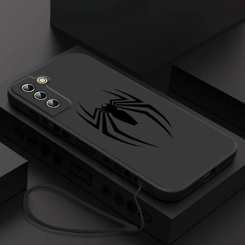 Marvel Spiderman venom Logo Phone Case For Samsung Galaxy S23 S22 S21 S20 Pro FE Note 20 Plus Ultra Liquid Left Rope Cover