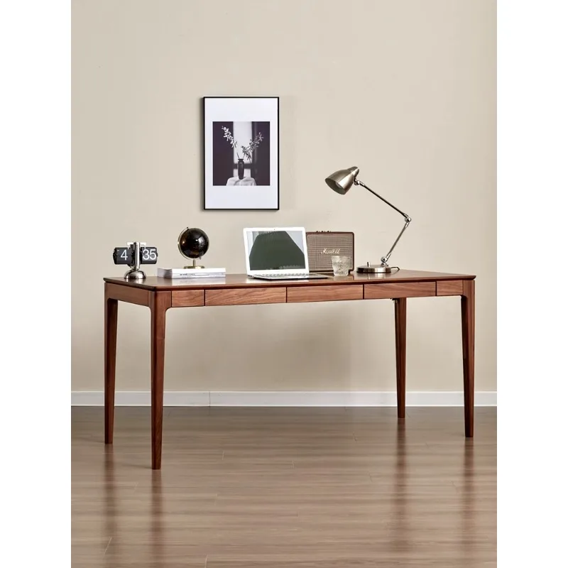 Nordic solid wood desk Modern simple black walnut desk Study de Student cherry suitable for bedrooms and living rooms