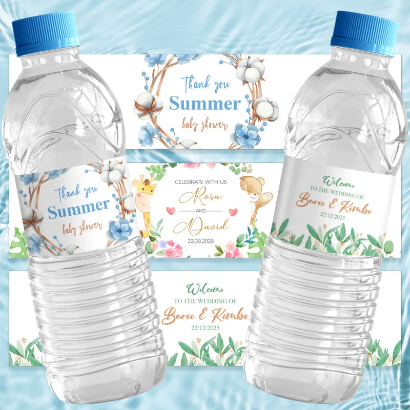 

Water Bottle Stickers Customize Wedding Anniversary Birthday party Baby Shower Invitations Candy Favors Gift Boxes Paper Labels