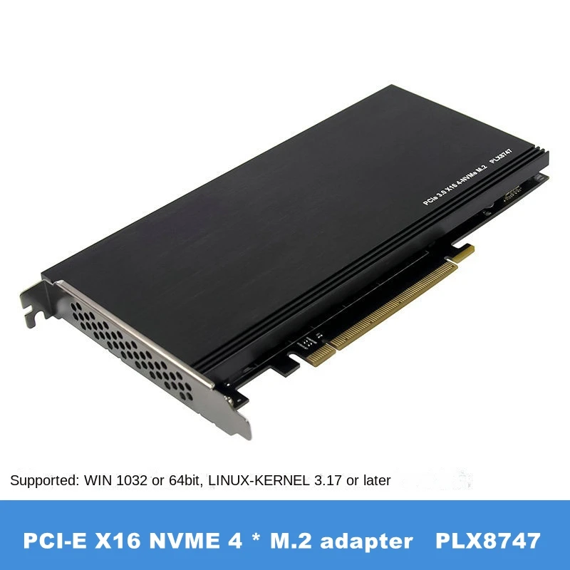 

PCIe 3,0 X16 PLX8747 до 4 портов M.2 NVMe SSD адаптер Расширенная карта четырехъядерный Mkey Nvme для ПК 32G/bps win10 linux