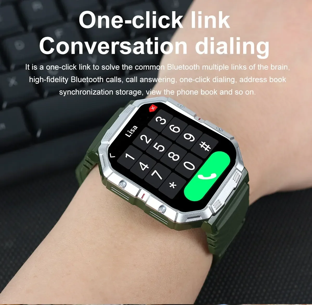 2024New Mens Outdoor Sports Smartwatch HD Bluetooth Call 2.02Inch Full Screen Touch Equipped with AI Intelligent Voice Assistant