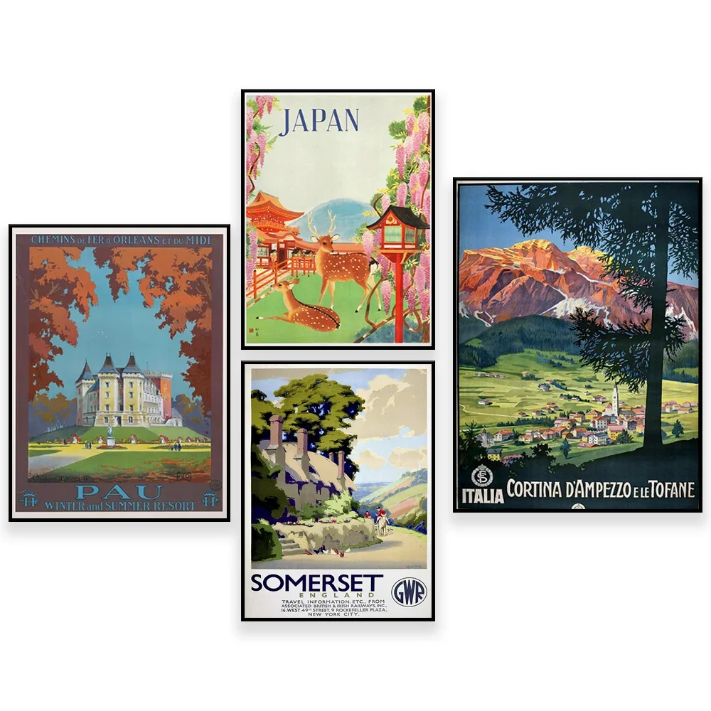 Madrid, Italia, Primer Oriente, Somerset, Japón, Vilares, Suiza Póster de Viajes Vintage, Impresión de Viajes Retro, Idea de Regalos de Viajero,