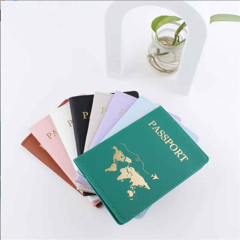 New Simple Fashion Passport Cover World Map Thin Slim Travel Passport Holder Wallet Gift PU Leather Card Case Cover Unisex