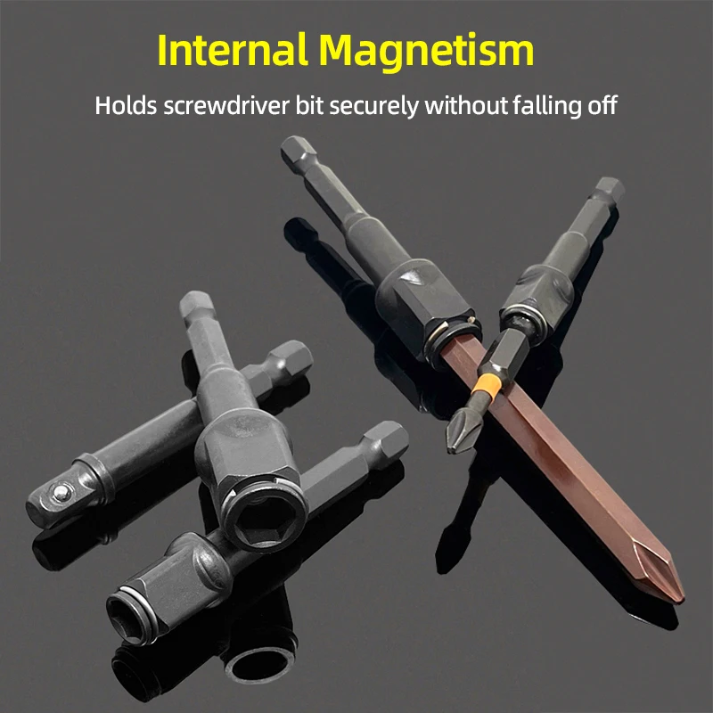 Impact Drill Socket Adapter 2-In-1 Screwdriver Bit Extension Converter Hex Shank Adapter Kit Nut Driver 1/4 3/8 1/2 Drill Tools