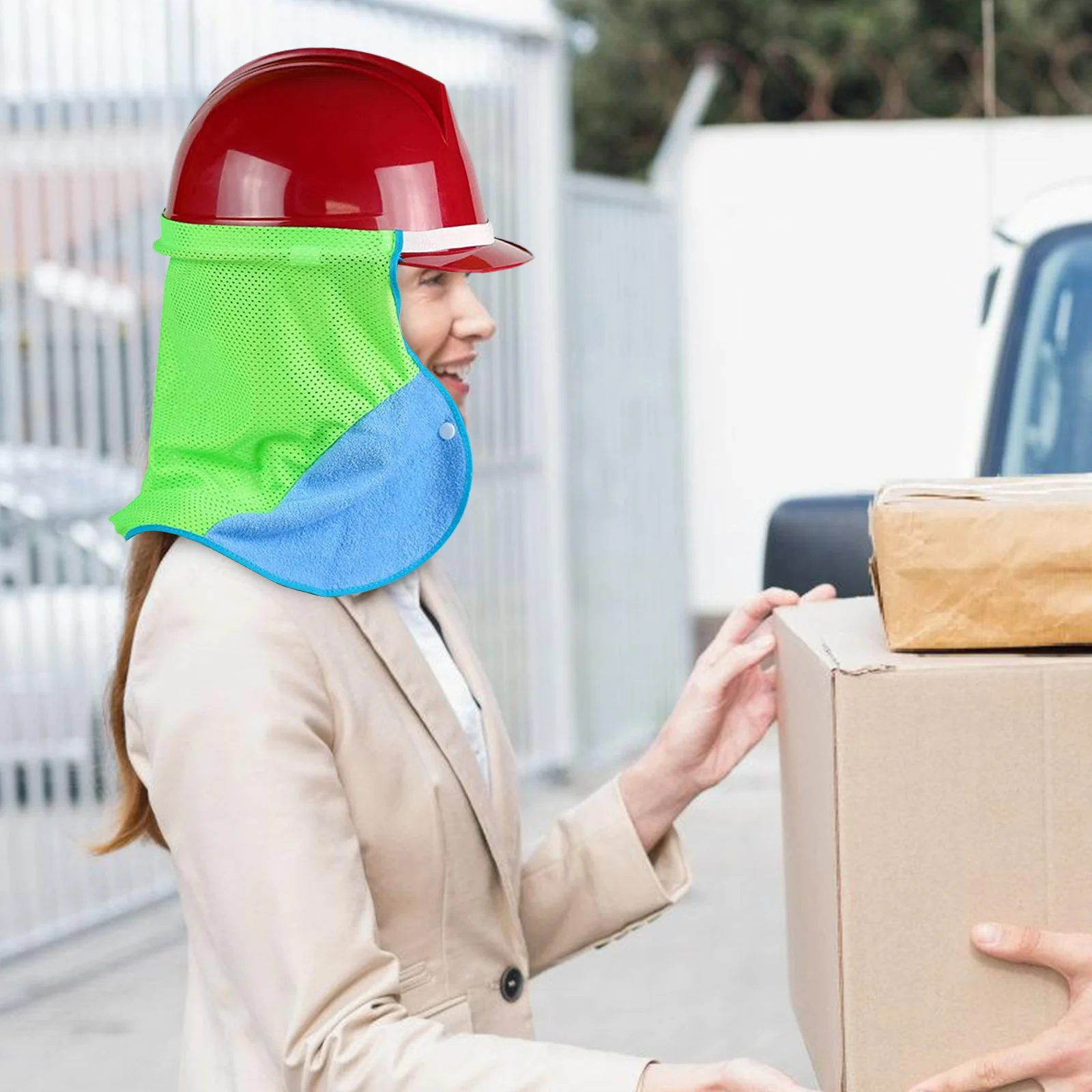 

Hard Hat Sun Shade Full Brim Mesh Cover Neck Guard Safety Brim Guard Construction Gardening Cycling Cooling Protection