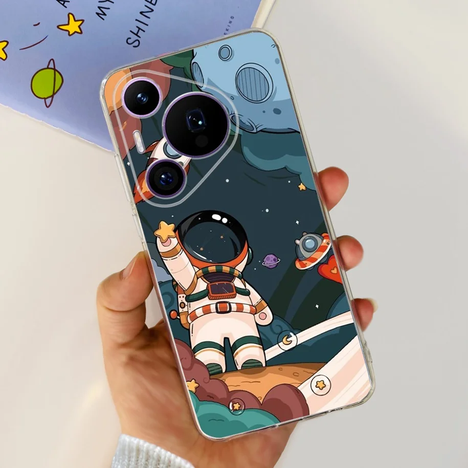 For Huawei Pura 70 Case 2024 New Lovely Astronaut Marble Slim Soft Silicone Phone Cover For Huawei Pura 70 Pro Pura70 Pro+ Coque