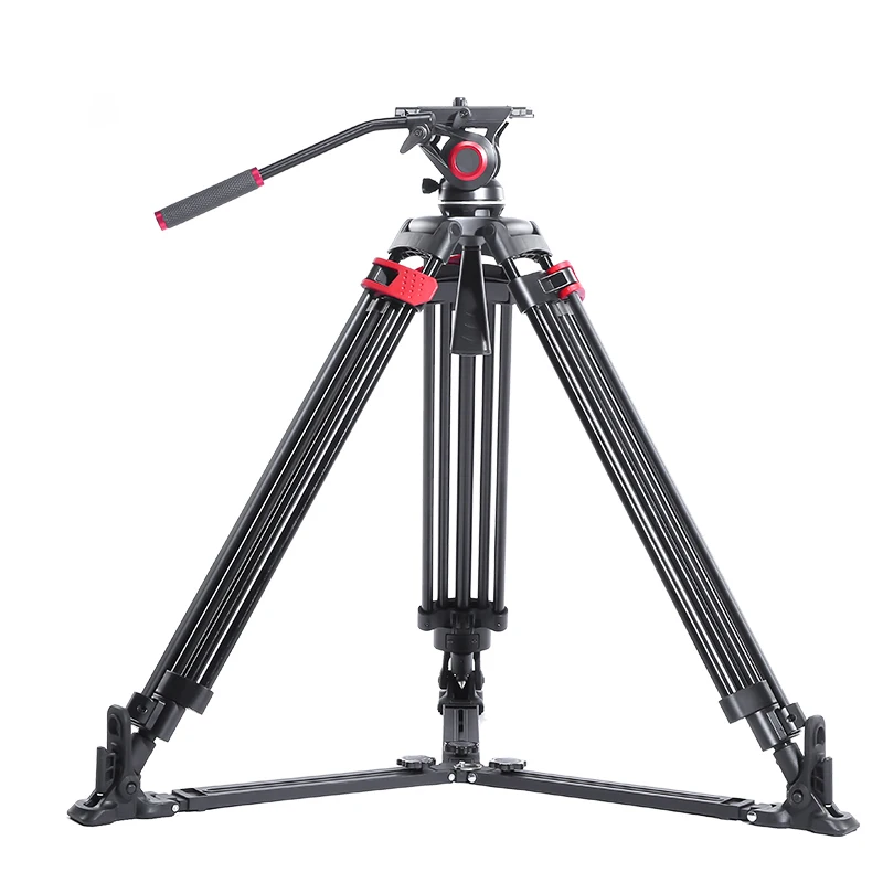 Came-TV TP-605A 3-Section Aluminum Video Tripod with Fluid Bowl Head and Ground Spreader and Bag Max Load 22 Lbs