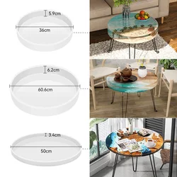 60cm Ocean Round rectangle Table Resin Mold Oversize Round Table Ornaments River Table Silicone Mold Resin Casting Making Mould