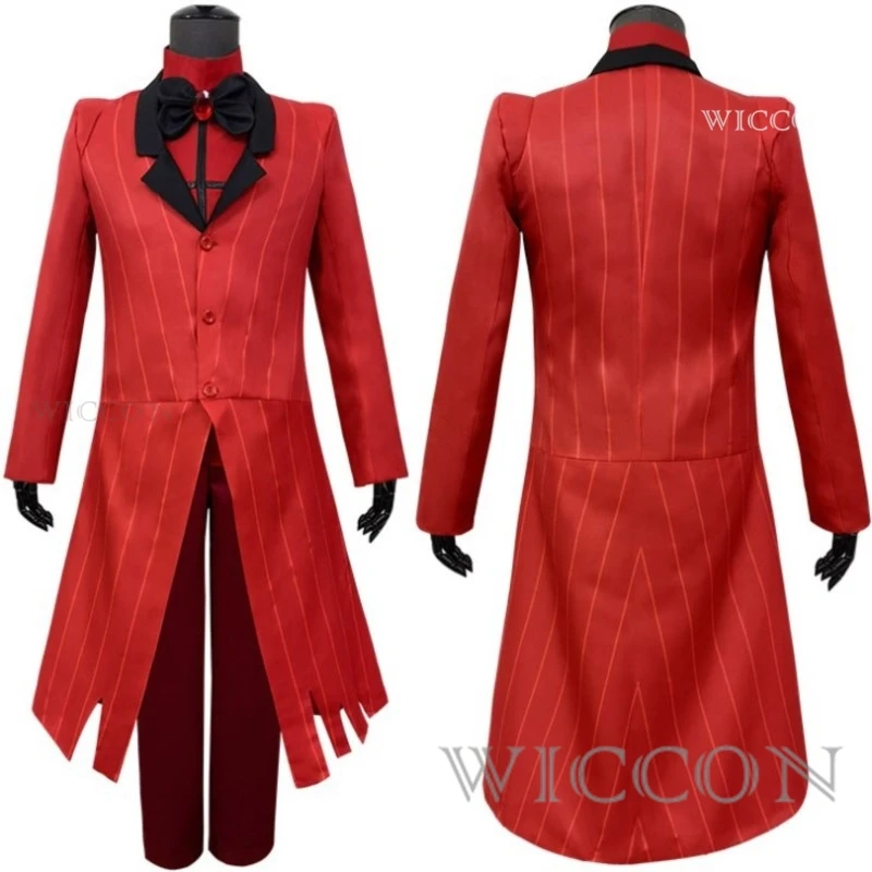 Hasbin-Disfraz de Alastor para hombre adulto, uniforme de Hotel para Halloween, Carnaval y Navidad, traje rojo de Anime