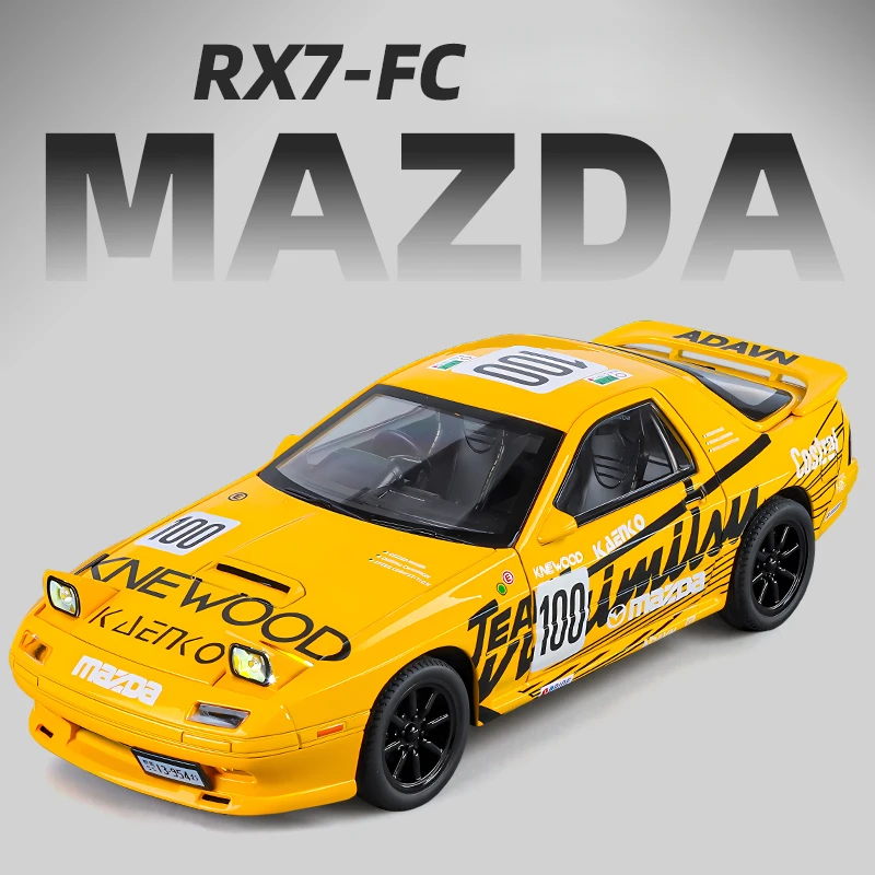 Diecast 1/24 Mazda RX7-FC Legering Model Auto Kinderen Jongen Speelgoed Voertuig Verjaardagscadeau Geluid Licht Collectie Miniatuur Voiture