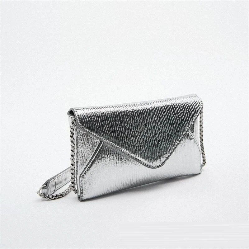 Women\'s Silver Handbag Metal Mini Flip One-Shoulder Crossbody Wallet