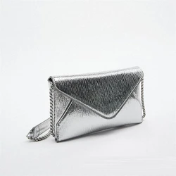 Women's Silver Handbag Metal Mini Flip One-Shoulder Crossbody Wallet