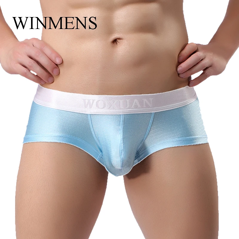 5 Pieces/Lot Candy Colors Silky Boxer Shorts Underwear Adult Men's Bulge Penis Pouch Panties Low Waist Breathable Underpants