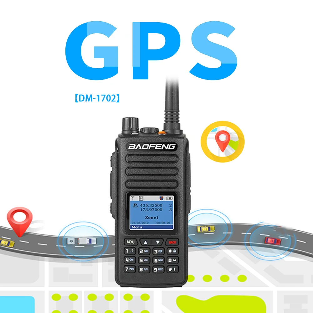 Baofeng-walkie-talkie DM-1702, Radio bidireccional Digital y analógica de 5W, banda Dual y modo Dual, DMR, nivel de ranura de tiempo Dual con GPS