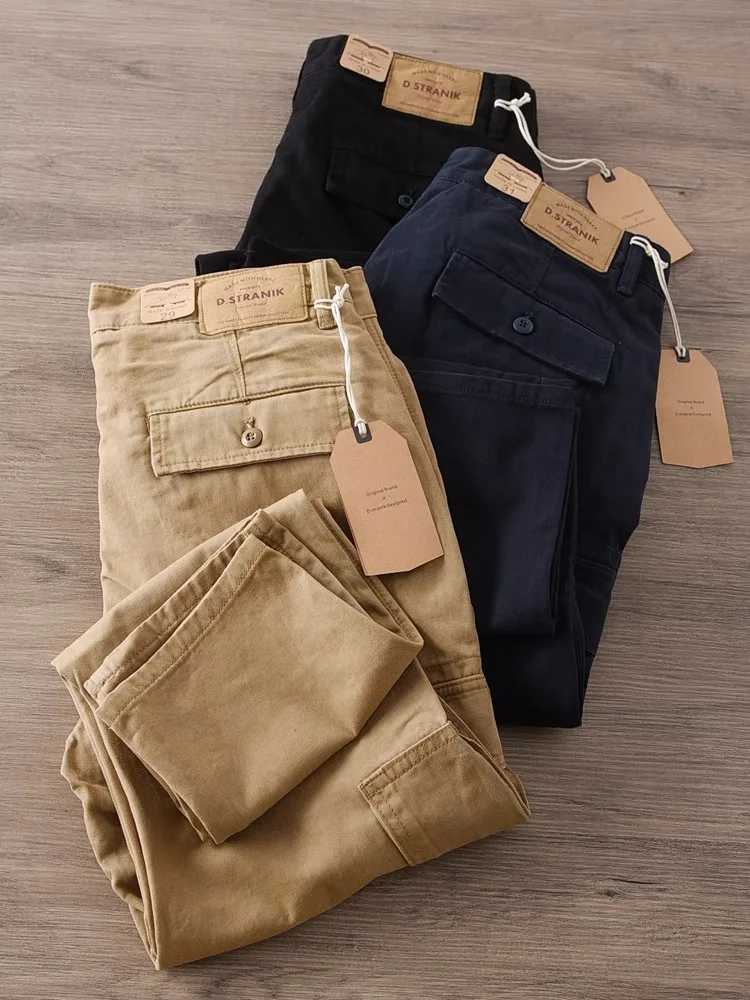 

Large Size American Retro Multi-ket Straight Leg Work Pants Men Autumn Ameika Casual Waed Leisure Pants Youth Sle