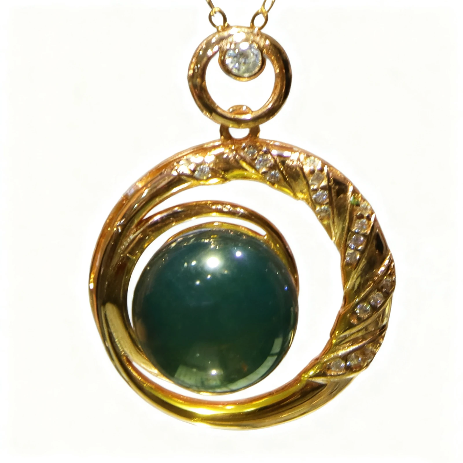 Natural Mexican Blue Amber 11mm Bead Sterling Silver Pendant Spiral Vintage Design for Women Jewelry Gift