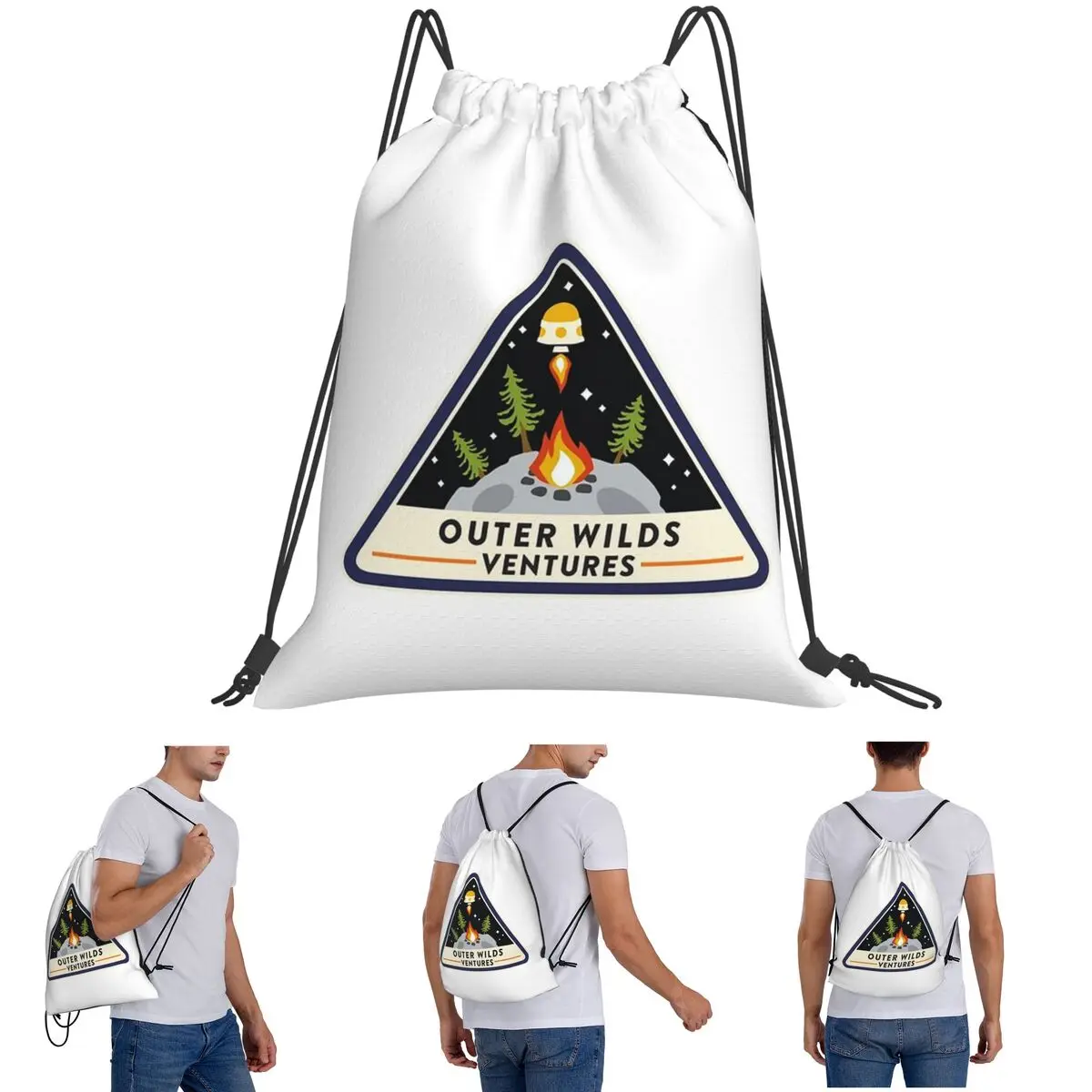 Outer Wilds Ventures Patch Backpacks Casual Drawstring Bags Sports Bag Book Bags for Man Woman School