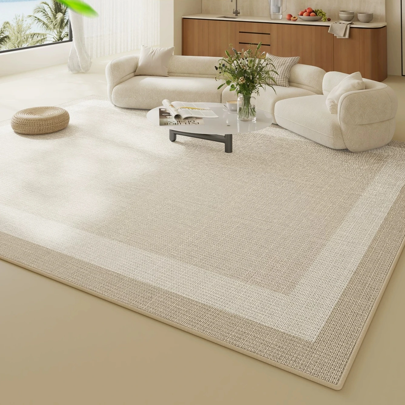 Breathable carpet cream wind living room new non-slip and dirt-resistant easy to take care of bedroom full floor mat