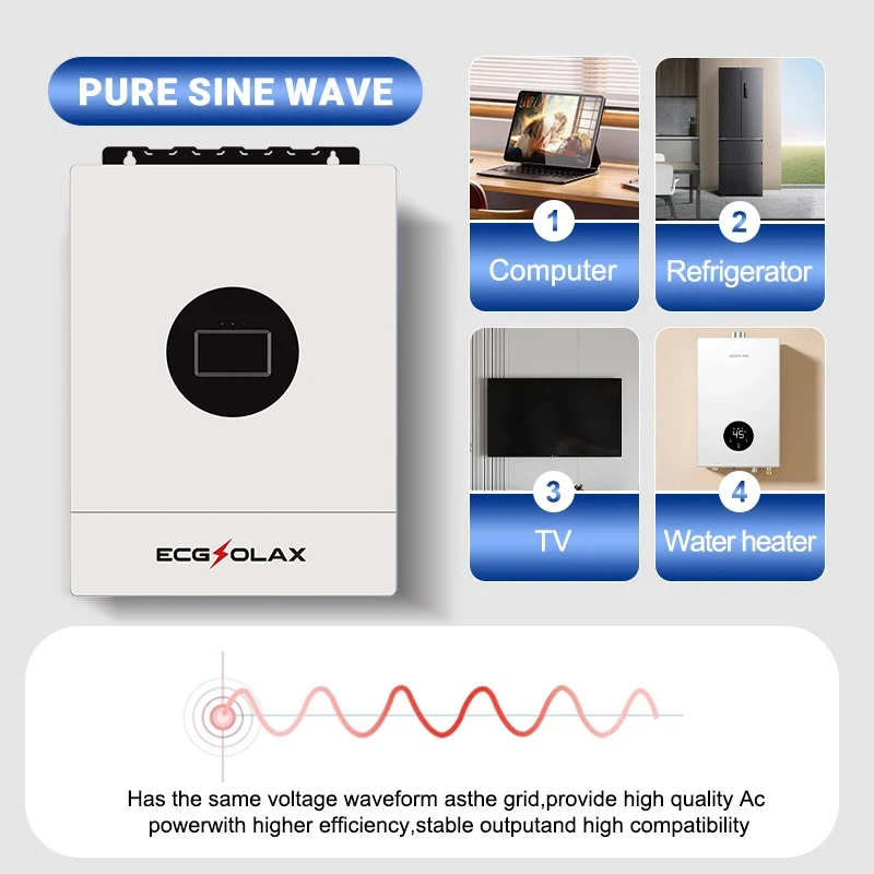 

ECGSOLAX 12KW Hybrid Solar Inverter 48V Split Phase 120V/240V Pure Sine Wave Inverter With MPPT 200A Solar Charger Bulit in WIF