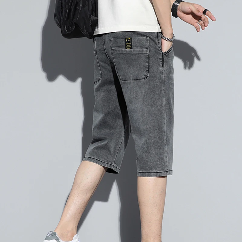 Trendy Summer Thin Denim Short Jeans For Men\'s Korean Slim Fit Leggings Trendy Men 7 Point Pants High Quality Brand New Shorts