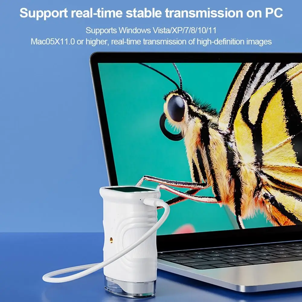 어린이용 1000배율 휴대용 현미경 HD 사진 촬영 디지털 현미경 2인치 화면 충전식 어린이 현미경