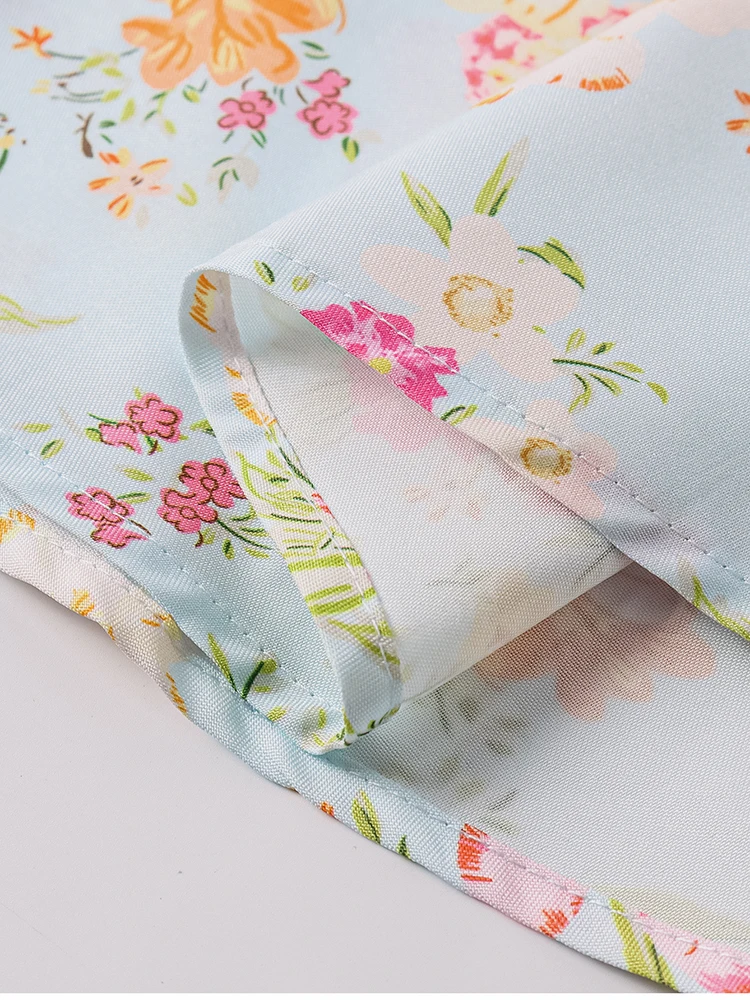 NewAsia Damen Neckholder, rückenfrei, bedruckt, Blumenmuster, Midi-Korsettkleid, Spaghettiträger, zum Binden, modisch, lässig, Urlaub, lange Kleider, Rosa – Detail 32
