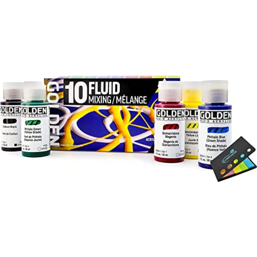 

Golden Fluid Acrylic Paint, Fluid Mixing Set, 1 Fl. Oz. Bottles, 10 Piece Set of Acrylic Paints Sticky Notes