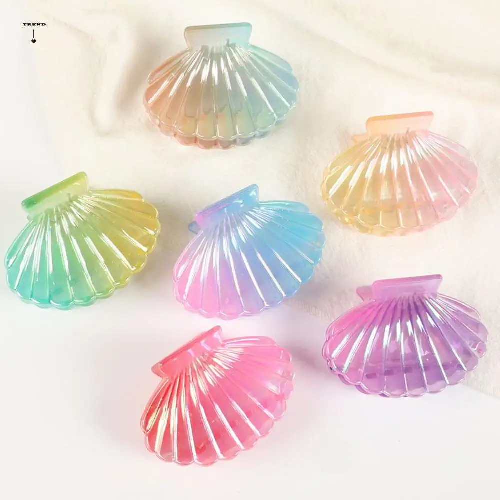 

Exquisite Vintage Shell Hair Claw Elegant Non-slip Shell Hair Clip Gradient Color Retro Seaside Beach Crab Clip Summer