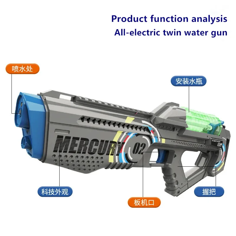 Pistolet à eau électrique entièrement automatique pour garçon, pulvérisation d'eau légère, absorbant l'eau, jouet pour enfants