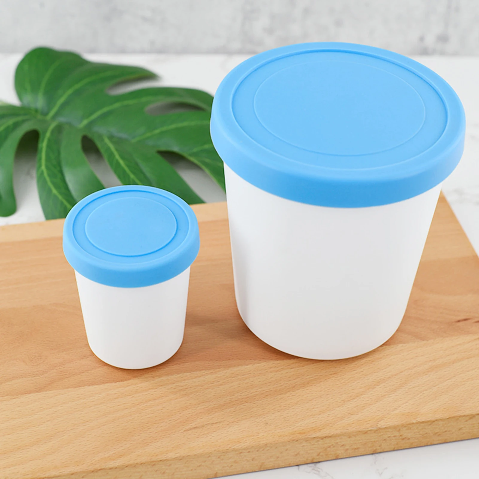 Congélateur à Crème Glacée Rond en Silicone de 180/250/1000ml, Récipient E27 de Rangement des citrouille pour Dessert Réutilisable