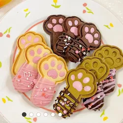 Cute Cartoon Cat Paw Lollipop Cookie Mold Puppy Cat Paws Shape Cookie Cutter Fondant Cake Stamp Cookie Cutter Baking Tool