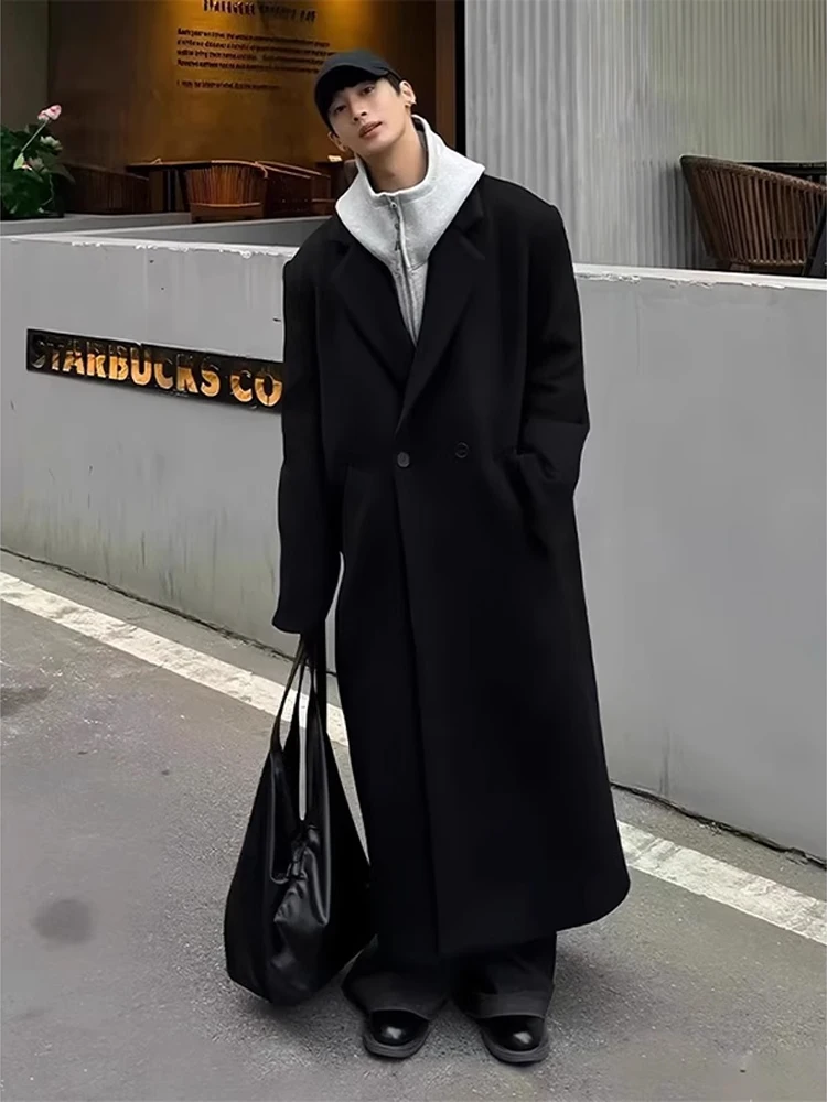 

Briti Sle Men's Winter Coat Over-Knee Length Woolen Coat Cleanfit Korean Sle Faionable Stand Fit Long Sve Coat