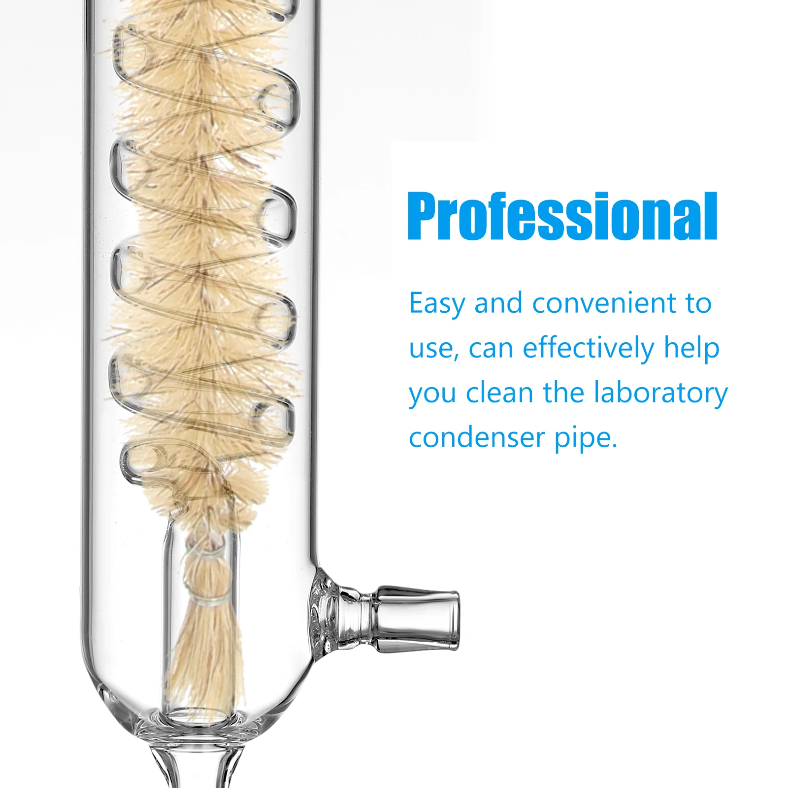 

2pcs Spherical Condenser Brush Laboratory Cleaning Tools Tube Brush for Cleaning Science Experiment Long Stainless Steel
