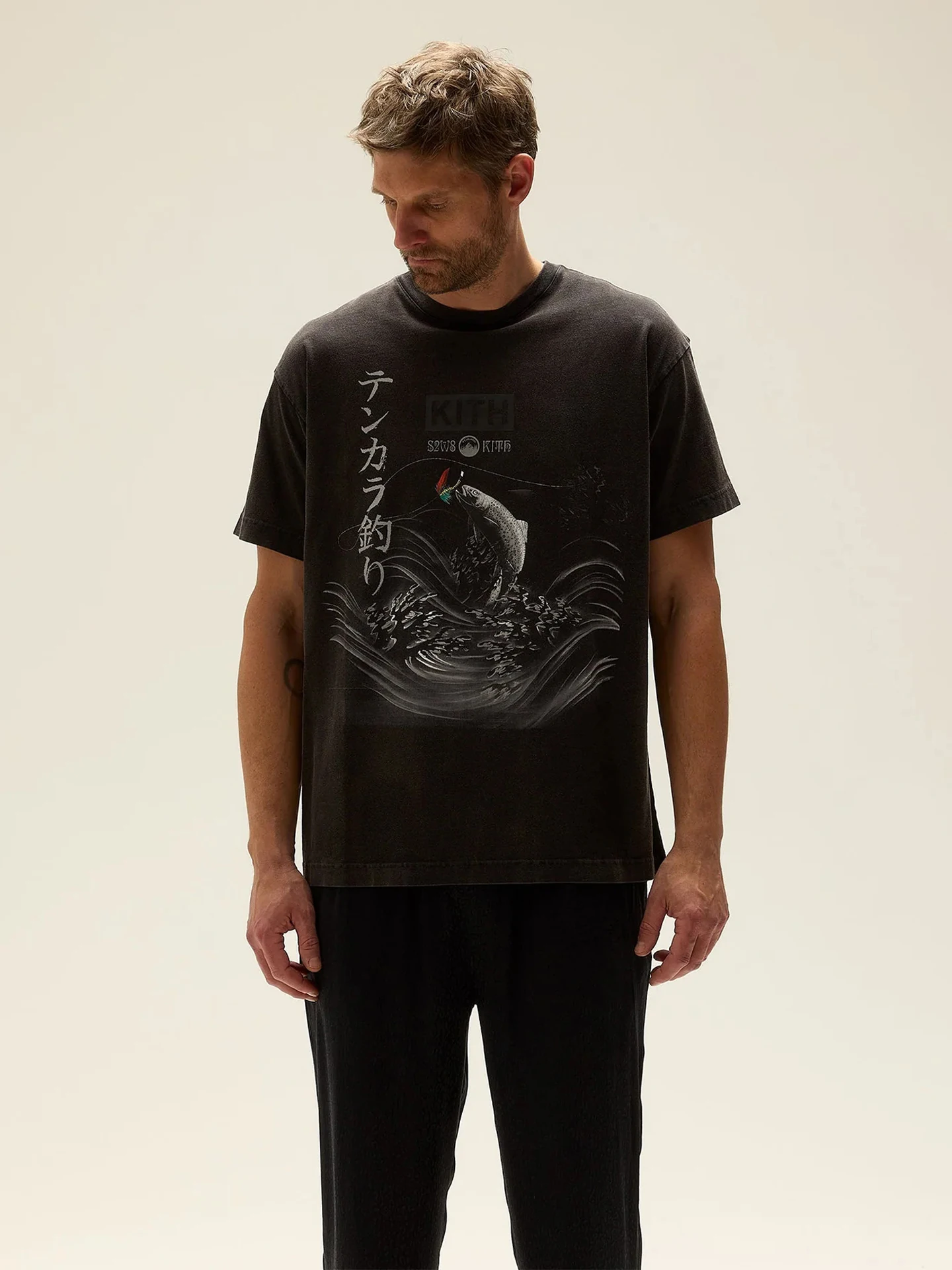 

Футболка KITH с японским принтом, винтажная коллаборация, хлопок, молодежная повседневная одежда