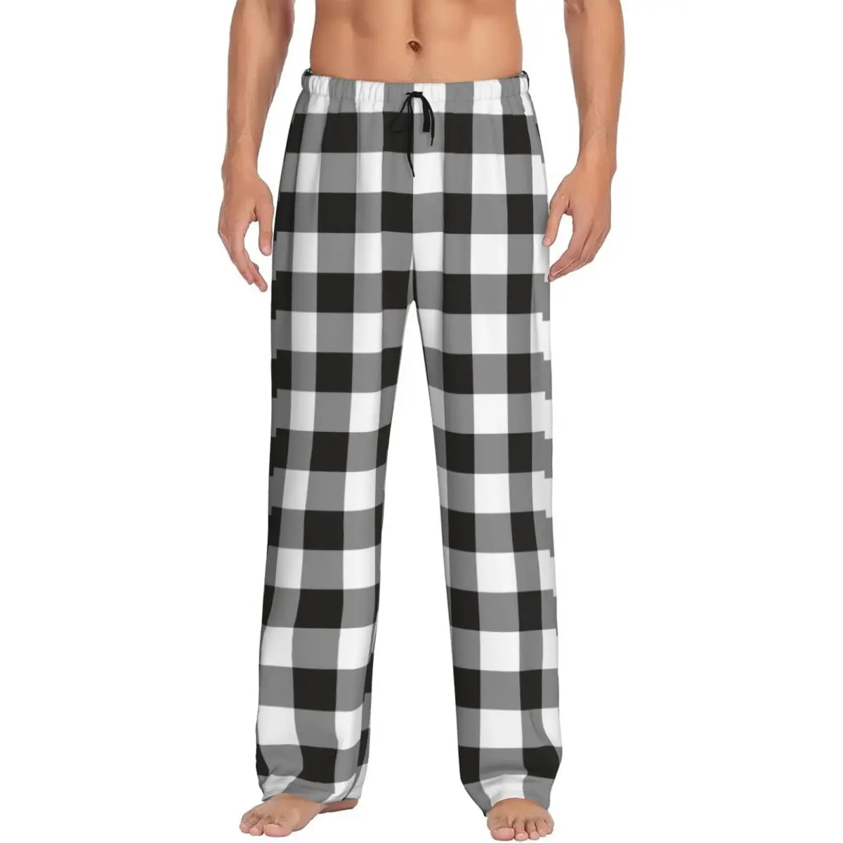 

Custom Men's Square Check Checkered Tartan Plaid Pattern Pajama Pants Printed Sleep Sleepwear Bottoms with Pockets