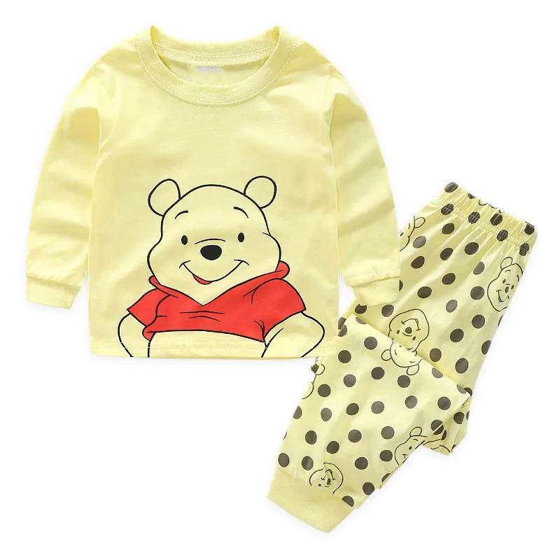 

Disney Winnie The Pooh Kids Pajamas Set Boys Girls Long-sleeved Cotton Home Clothes Cartoon Children's Clothing