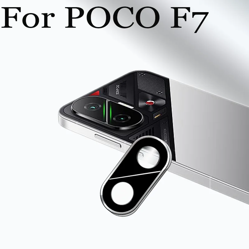 

Full Cover For Xiaomi POCO F7 Matel Ring Camera Protector 3D Design Tempered glass Back Camera Lens film New Sale