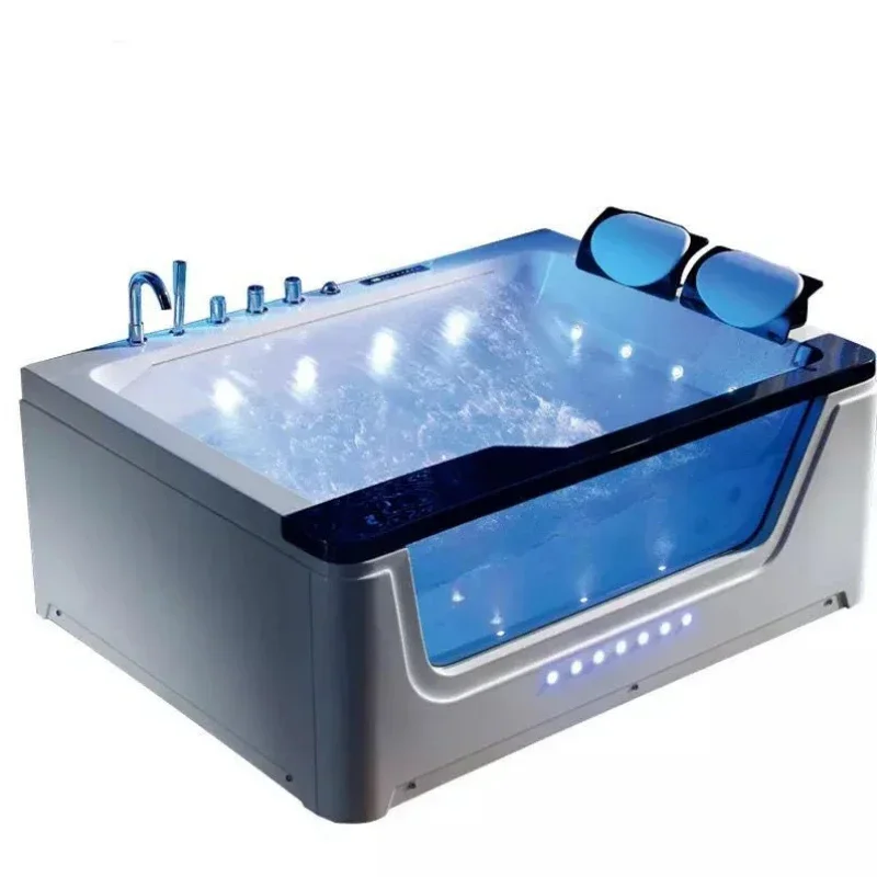

HOT Saleshot Salesluxury Two People Square Waterfall Control Large Size Square Acrylic Massage Freestanding Spa