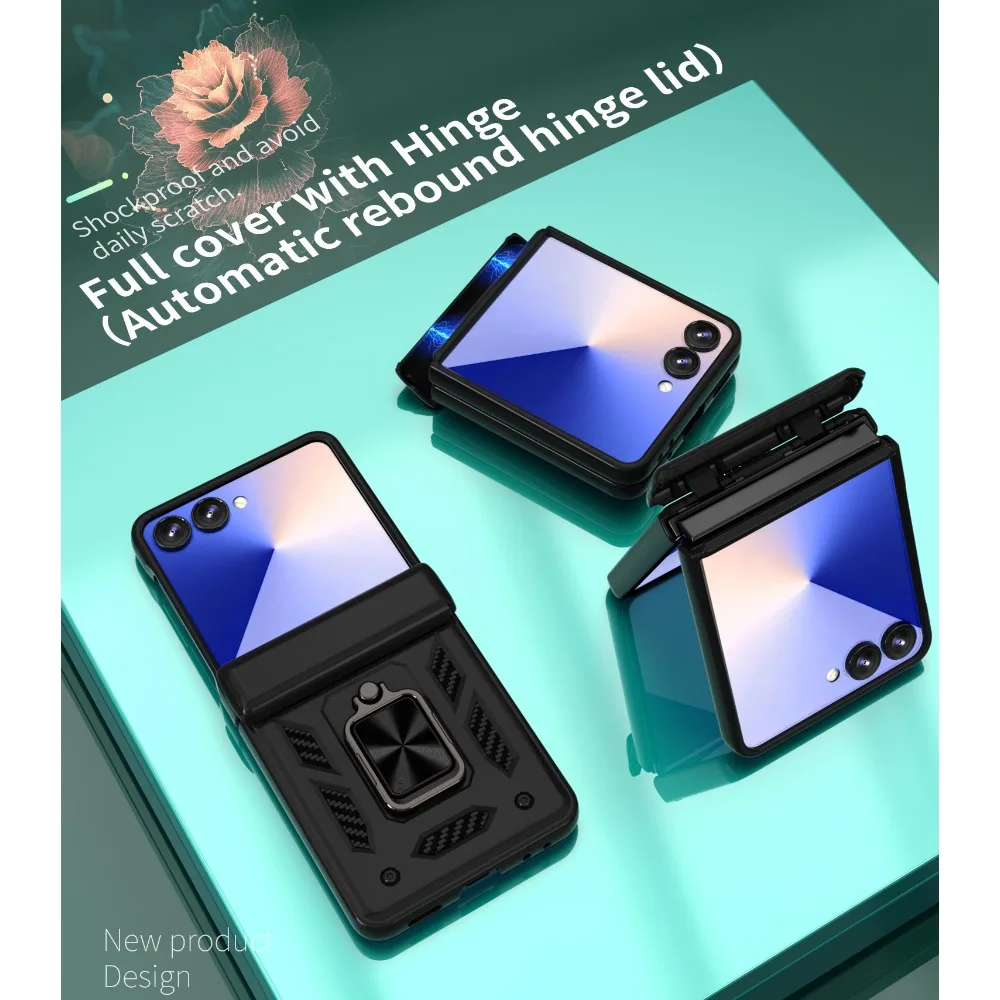 For Samsung Galaxy Z Flip 8 7 FE 6 Case with Stand Kickstand Ring Magnetic Camera Military Grade Shockproof Protective Cover view 6