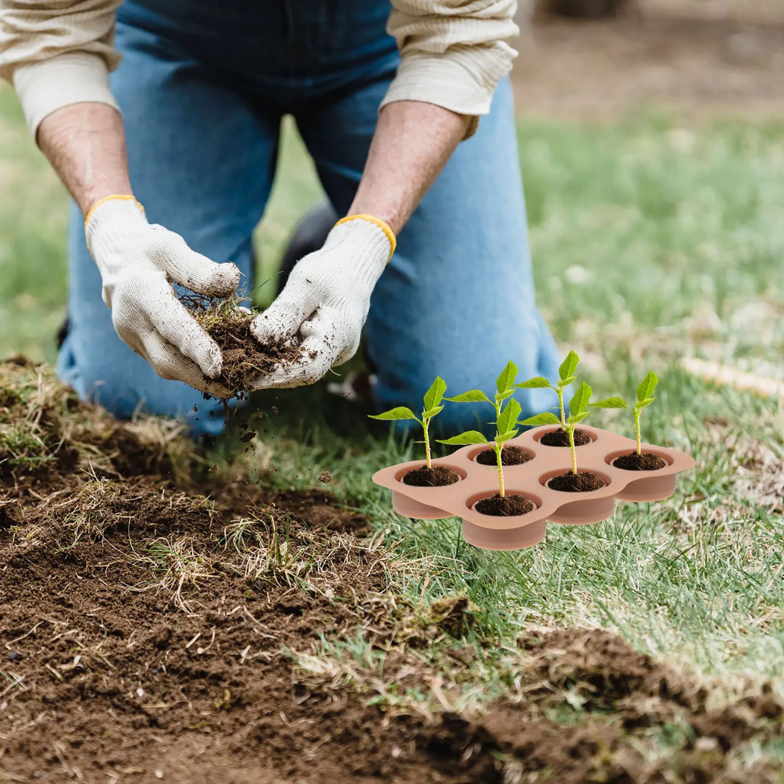 

2Pcs Silicone Germination Tray Sturdy Starter Tray for Plant Seedlings Garden Growing Box Home Greenhouse Planting Tool