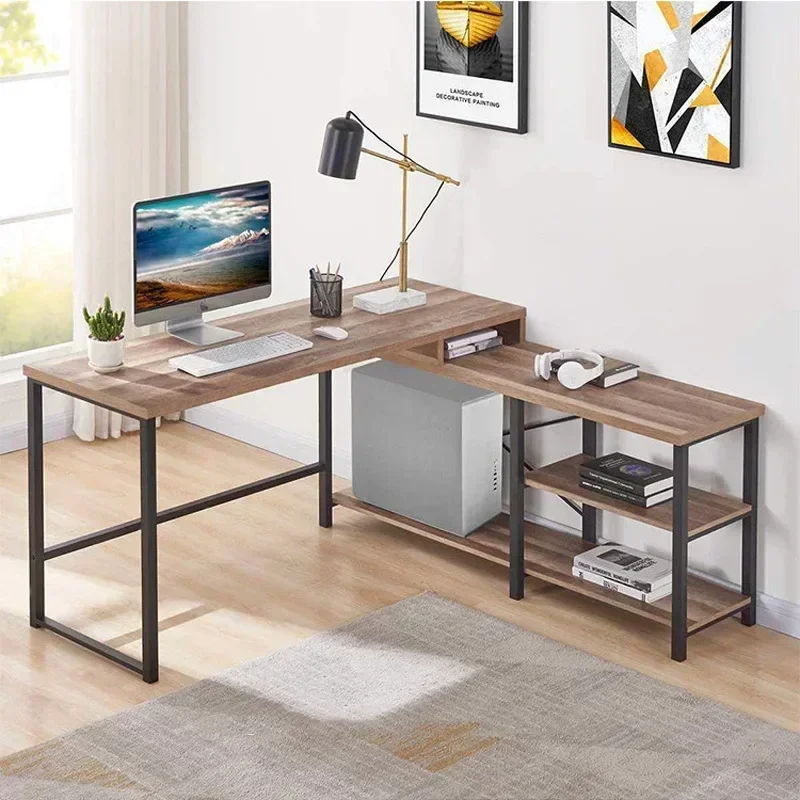 Simple Modern Desk Laptop Desk Steel and Wood Combined with Family Desk Simple Customization