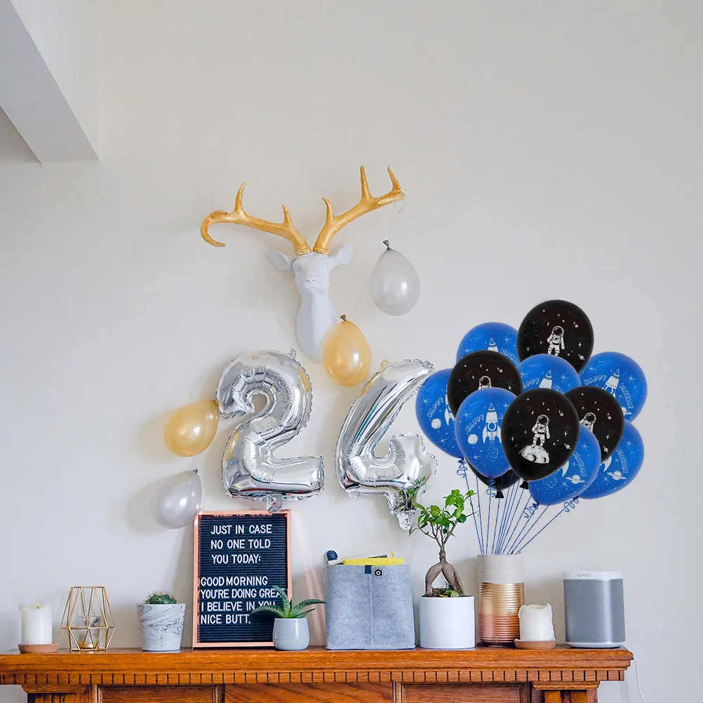 

20pcs 12 Inch Space Rocket Astronaut Print Latex Birthday Balloons For Shower Party Decorations Blue