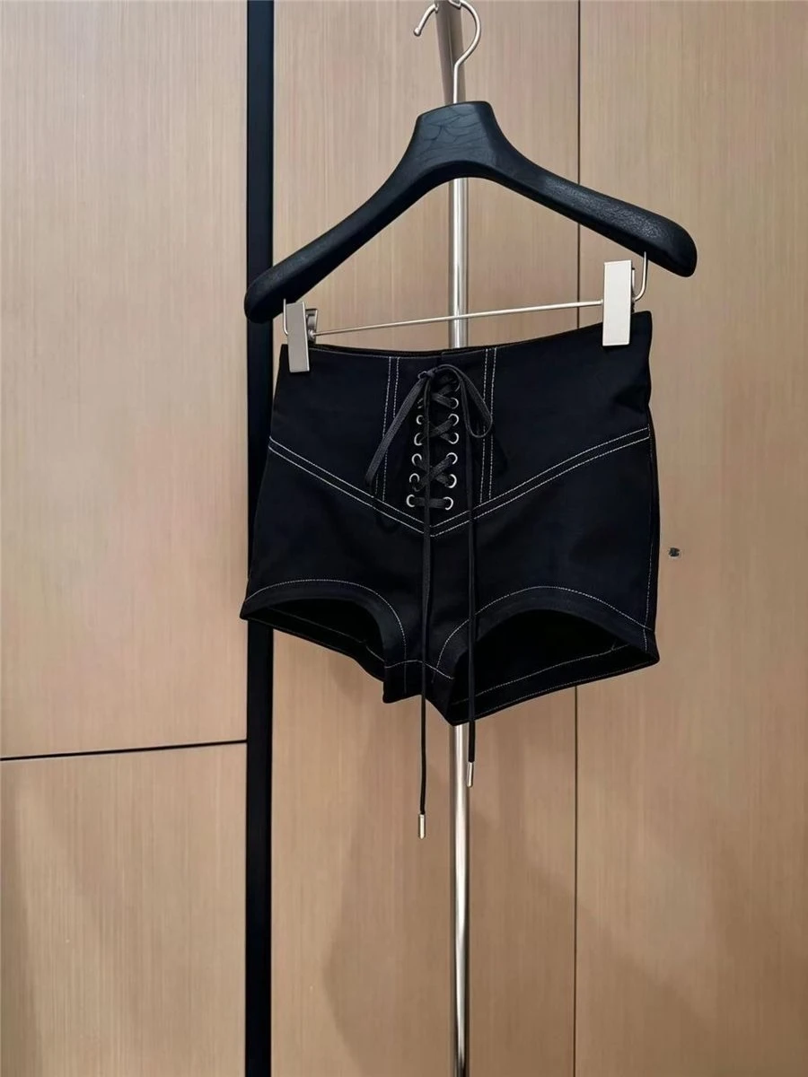Fashion Lace-up Hip Shorts Women's Summer New High-waisted Slim-fitting Spice Girl Hip-wrapped Hot Pants