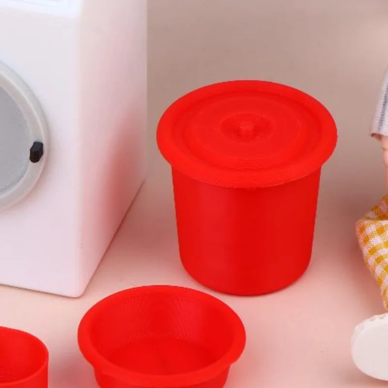 Miniature Washing Machine Bucket Basin Ornament 1/12 Dollhouse Laundry Room Furniture Decor Dolls House Micro Scene Accessories