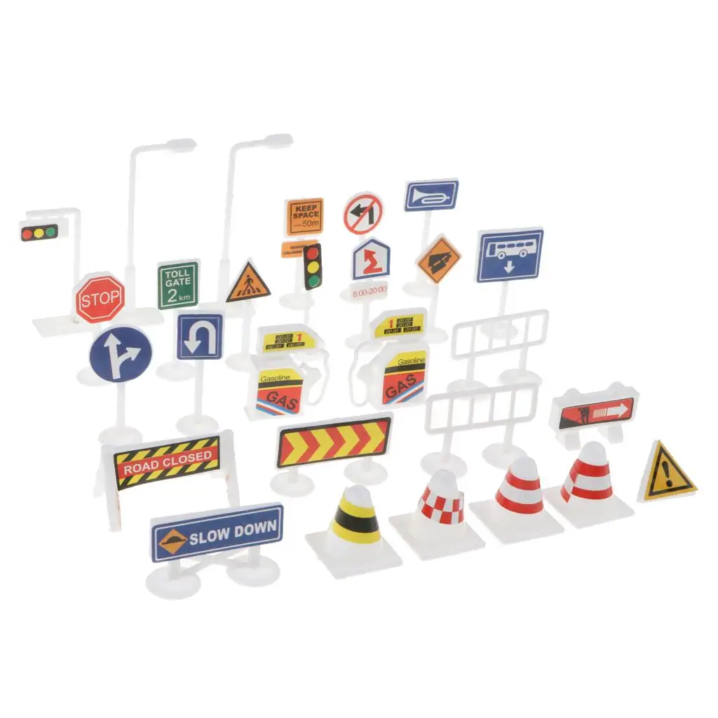 Colorful Plastic Street Traffic Signs Kids Children Educational Toy Set