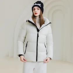 Autumn Winter Women Parkas Solid Color Hooded Down Cotton Coats Thicken Warm Windproof Jackets Female Casual Zipper Outerwear